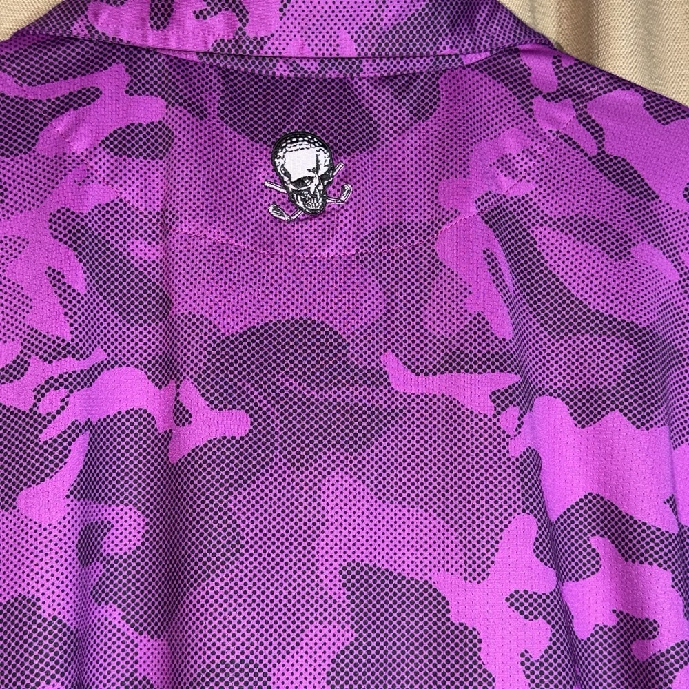 Purple Camo Polo Shirt with Skull Logo - Men - Picture 5 of 7
